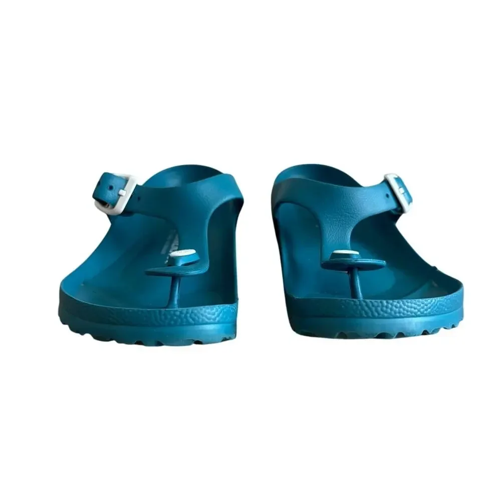 Birkenstock Gizeh EVA Sandals Teal Blue Thong Flip Flop Waterproof Girls Size 12